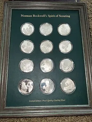 Franklin Mint Norman Rockwell's Spirit Of Scouting Sterling Silver Medallion Set • $369.99