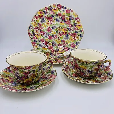 £96.70 • Buy James Kent Dubarry Chintz 6 Pc Dessert Plate Tea Cup Saucer Floral England READ