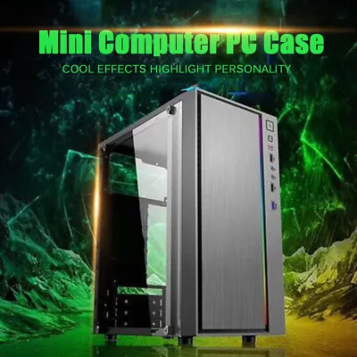 $53.12 • Buy RGB Light Acrylic Full Side Ventilation Glass Gaming PC Case M-ATX/mini-ATX AU
