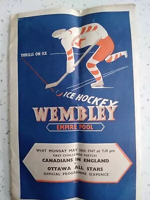 Vintage   Ice Hockey   Programme Wembley 1947 • £4.99