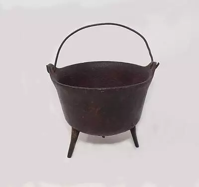 Antique Cast Iron Miniature Tripod Base Cauldron - 4 5/8  Dia. X 4  Tall (k) • $65