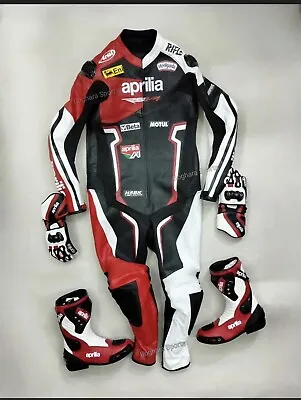 Aprilia Motorcycle Suit With Shoes And Gloves Cowhide Leather Racing Suit • $499.99