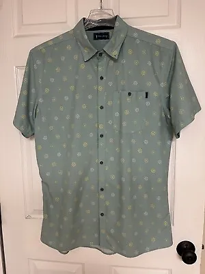William Murray Men Size L Large Button Shirt Green Golf Floral Print Stretch • $19.99