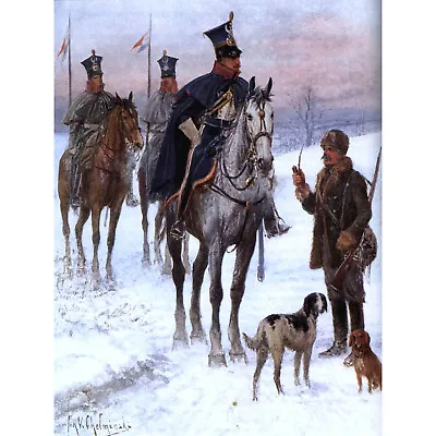 Painting Group Portrait Jan Chelminski Duchy Cavalry Napoleonic War Poland 30x40 • £11.99