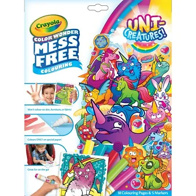 Crayola Uni-Creatures 18 Mess Free Colouring Pages Colour Wonder- FAST DELIVERY. • £5