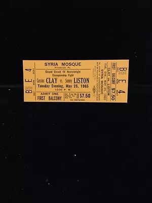 Muhammad Ali Cassius Clay Vs Sonny Liston Ticket May 25 1965 Syria Mosque  • $142.29