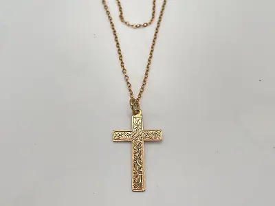 Vintage 9ct Rose Gold Engraved Cross & 20  Chain. Goldmine Jewellers. • £129.99