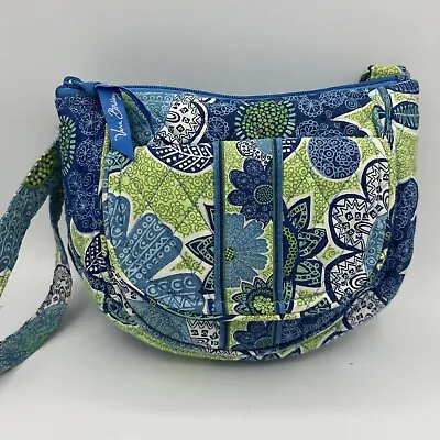 Vera Bradley Daisy Blue Green Floral Crossbody Quilted Bag Small • $14.99