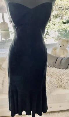 $129.95 • Buy Vintage Vakko Sz 8 Strapless Sweetheart Suede Leather Knee Length Dress Ret $468