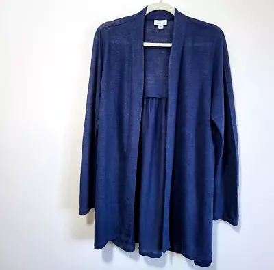 J Jill Love Linen Open Front Cardigan In Blue Size Med  • £22.80