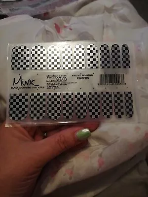 Black & Chrome Checkers MINX PROFESSIONAL NAIL WRAPS NEW SALON QUALITY  • £12.50