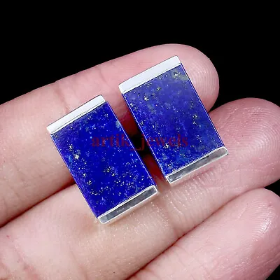 Natural Lapis Lazuli Gemstone With 925 Sterling Silver Cufflinks #5961 • $94.90