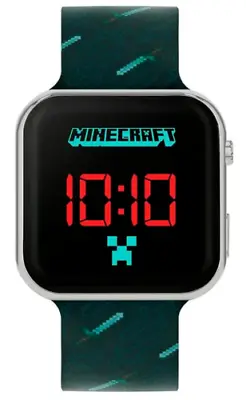 Minecraft Kids Digital Printed Green Silicone Strap Watch Digital Display - Blue • $26.84