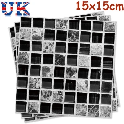 £8.99 • Buy 50pc Mosaic Tile Stickers Kitchen Bathroom Sticker Self-adhesive Wall Home Decor