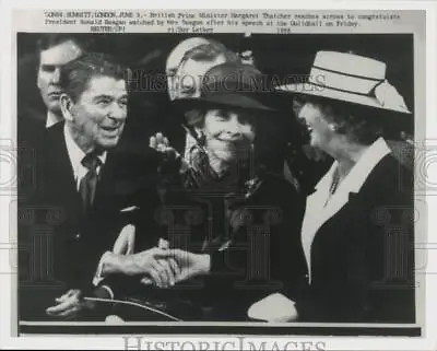 1988 Press Photo Pres. & Mrs. Ronald Reagan With PM Margaret Thatcher In London • $19.99