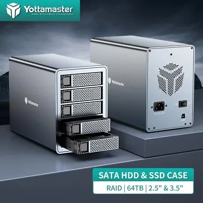 Yottamaster 5 Bay Type C Type B Hard Drive Enclosure RAID For 2.5  3.5  SATA HDD • $188.79