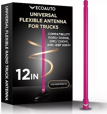 Rubber Antenna For Truck (12inch) ECOAUTO Dodge GMC Chevy Wrangler (Pink) • $34.99