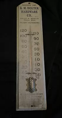 A.m. Holter Hardware Co Helena Montana 21” Wood Advertising Thermometer • $425