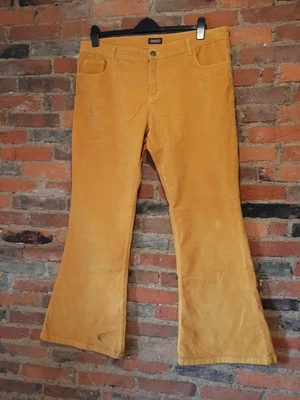 £13 • Buy Run & Fly Yellow Corduroy Flared Bell Bottoms Jeans Trousers W40 L34 Size 20/22