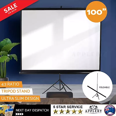 $134.21 • Buy 100 Inch Projector Screen Tripod Stand Home Pull Down Outdoor Screens Cinema 3D