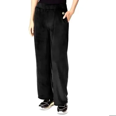 Michael Michael Kors Womens Pants Size XXL Black Velour Straight Leg Pull On New • $23.96