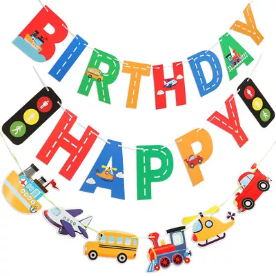  Transport Vehicle Layout Decor Birthday Party Truck Flag Bunting • £5.96