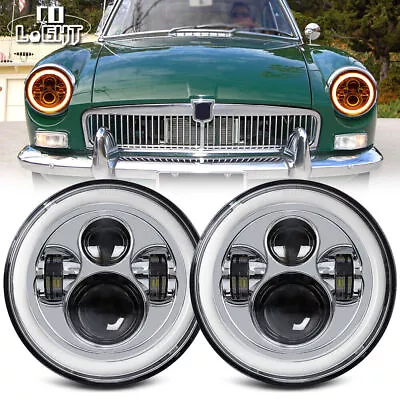 Pair 7Inch E Mark LED Headlight Halo Projector DRL Lamps For MG MGB GT 1966-1980 • $48.74