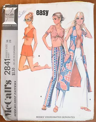 Vintage 1970s McCall's 2841 Bra Top Vest Pants Pattern Size 16 Uncut Hippie • $9.99