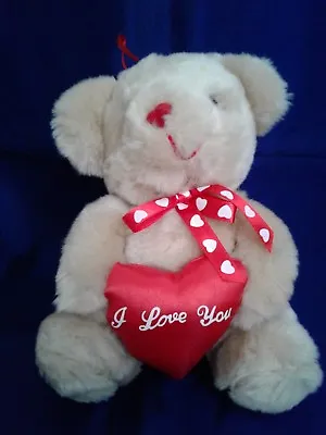 Teddy Bear I Love You Heart Pillow HENRY Handmade Ivory White Valentine's Day • $7.99