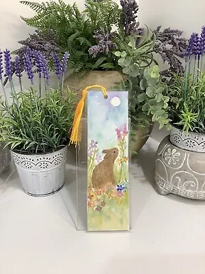 Bookmark Page Marker Bunny Rabbit Laminated By Kenna 6 X 20cm Yellow Tassel • $8