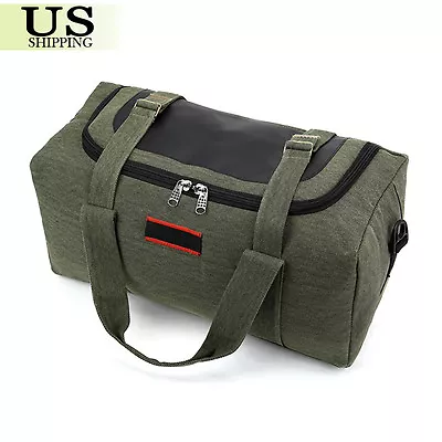 $17.99 • Buy 22  Military Canvas Leather Gym Duffle Shoulder Bag Travel Luggage Handbag Green