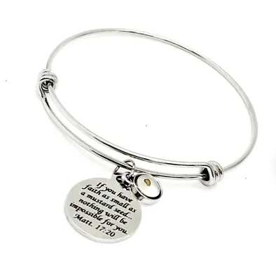 Mustard Seed Charm Bracelet Matthew 17 20 Scripture Mustard Seed Jewelry Gifts • $19.95