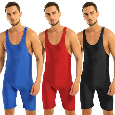 Men Leotard Bodysuit One-piece Singlet Jumpsuit Underwear Fitness Gym Wrestling  • £4.50