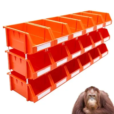 NEW 18 X Size 2 OrangaBin Multi Use Strong Plastic Parts Storage Bins Boxes • £44.99