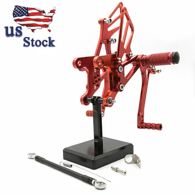 CNC Red Footpeg Rearset For Kawasaki ZX6R ZX636 2005 2006 2007-2008 Adjustable • $109.73