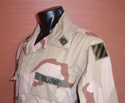 $29.99 • Buy US Army 3rd Infantry Division SFC Rank Desert DCU Camo Jacket Coat Large Regular
