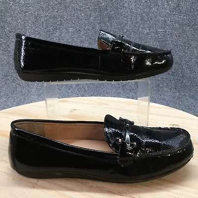 Me Too Shoes Womens 10 M Pacific Loafers Black Patent Leather Casual Comfort • $26.99