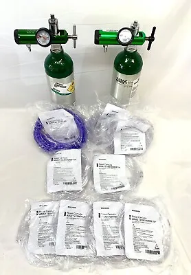 2 PACK M6 Medical Oxygen Tank Size B Includes 1-8 LPM Regulator Cannulas Etc. • $99.99