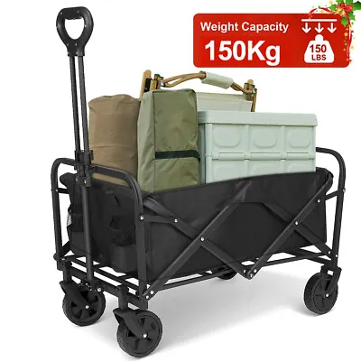 Heavy Duty Folding Wagon Cart Trolley Garden Camping Festival Beach Trailer • £47.49