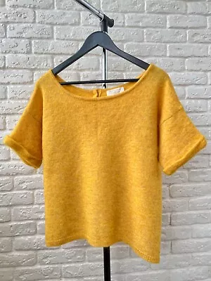 Sezane Paris Wool / Mohair Yellow Gilet Paco Sweater Women's Size S • $39