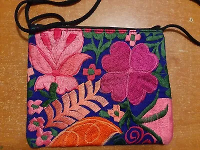 Mexican Embroidered Clutch Floral Bag Crossbody Small Size Chiapas/Oaxaca  • $12.99