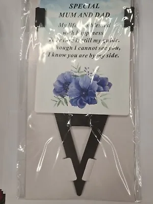 Grave Marker Stake Laminate Mum And Dad Card Plastic Holder 26x12cm • £5.99