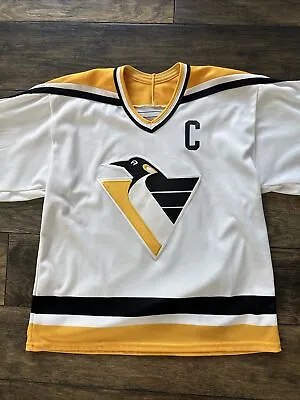 Vintage 90s Mario Lemieux Pittsburgh Penguins Jersey CCM Retro L • $99.99