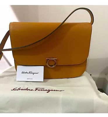 Salvatore Ferragamo Handbag Gancini Rounded Flap Shoulder AUTHENTIC  • $875