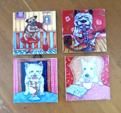 Jay Schmetz Dog Art Cork Backed  Drink Coasters  4-1/4  X 4-1/4  • $24.79