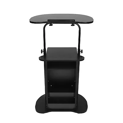 Black Sit-to-Stand Rolling Adjustable Storage Medical Laptop Computer Cart Desk • $62.69