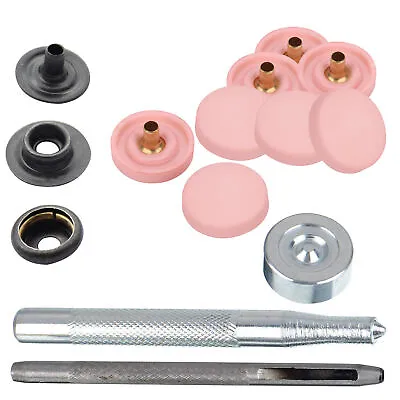 15mm Snap Buttons W/o Hand Tool Press Studs Plastic Cap With Metal Back Snaps • $10.49