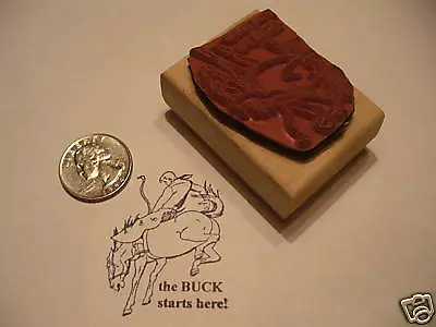 Buck Starts Here! Cowboy Rides Bronco RUBBER STAMP Horse And Rider Rodeo Show! • $8.99