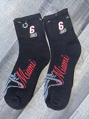 2 Pair Miami Heat Lebron James Nba Logo Mens 1/4 Length Socks Large 2 Pair Set • $12.08