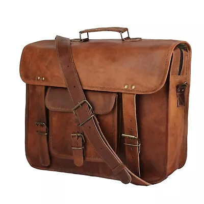 Vintage Leather Laptop Briefcase Messenger Satchel Computer Bag For Women & Men7 • $98.25